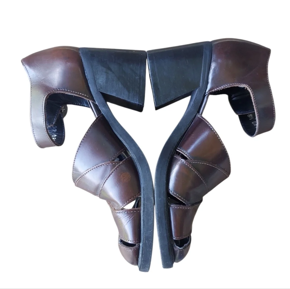 Vintage Y2K Steve Madden Chunky  Leather Heeled Sandal Ankle Boot